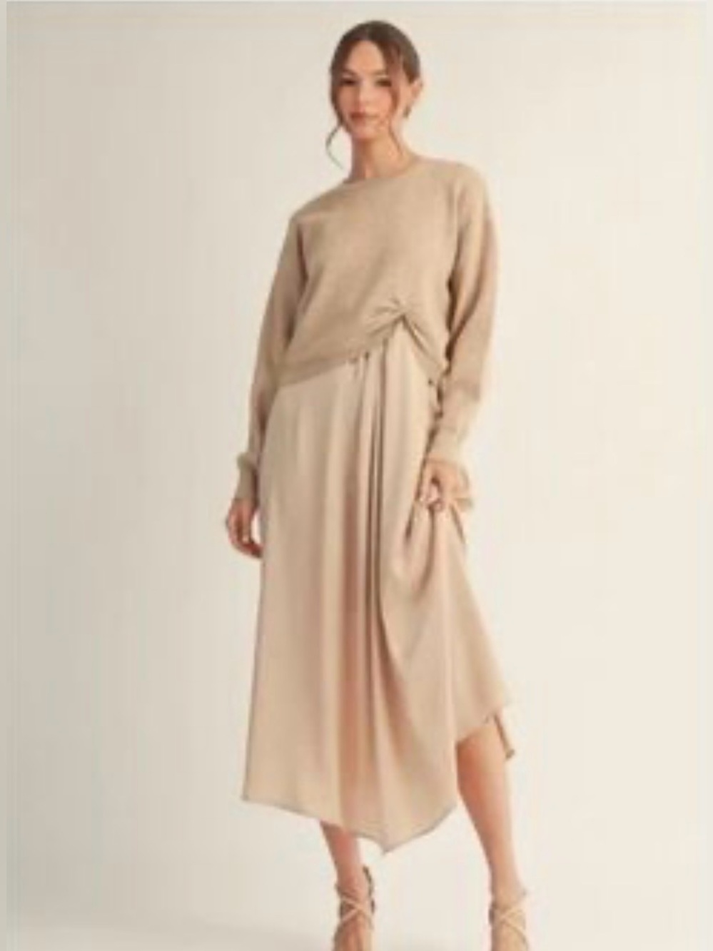 Like NEW Rachel Zoe Beige Cream Midi Dress
